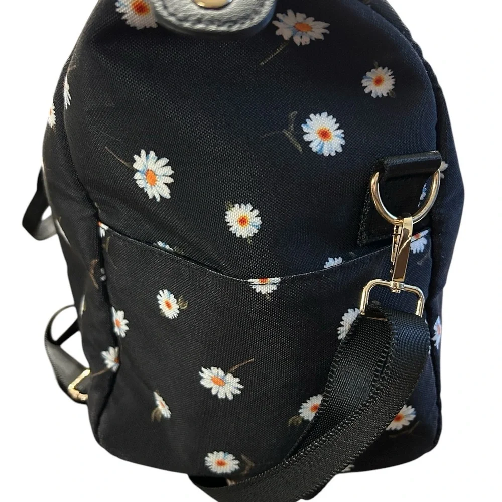 Alice & Olivia black floral canvas duffle bag